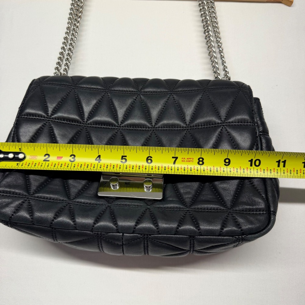 Michael Kors Sloan Large Quilted Leather Chain Shoulder Bag Black Lucury - Picture 10 of 12